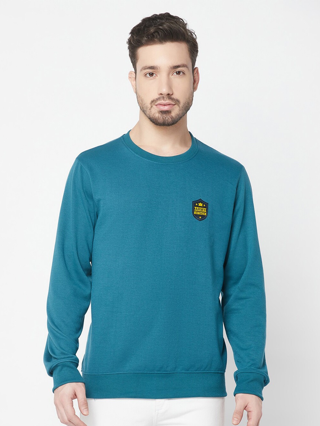 

ELEGANCE Men Round Neck Sweatshirt, Teal