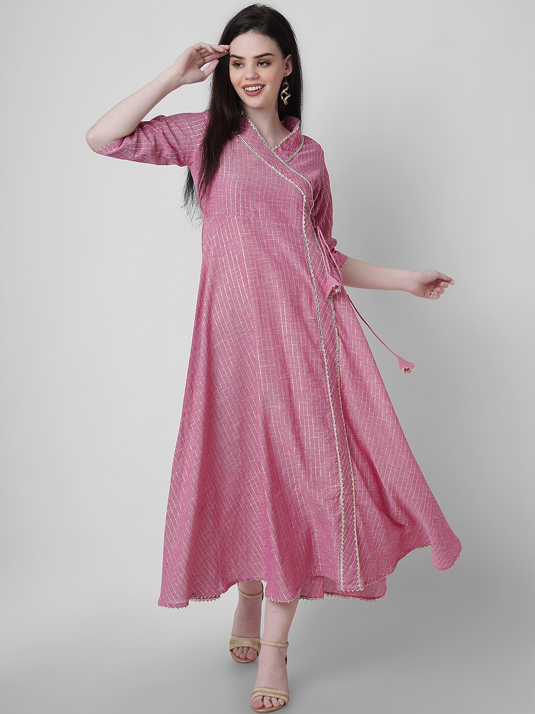 

Sanganeri Kurti A-Line Maxi Dress, Pink