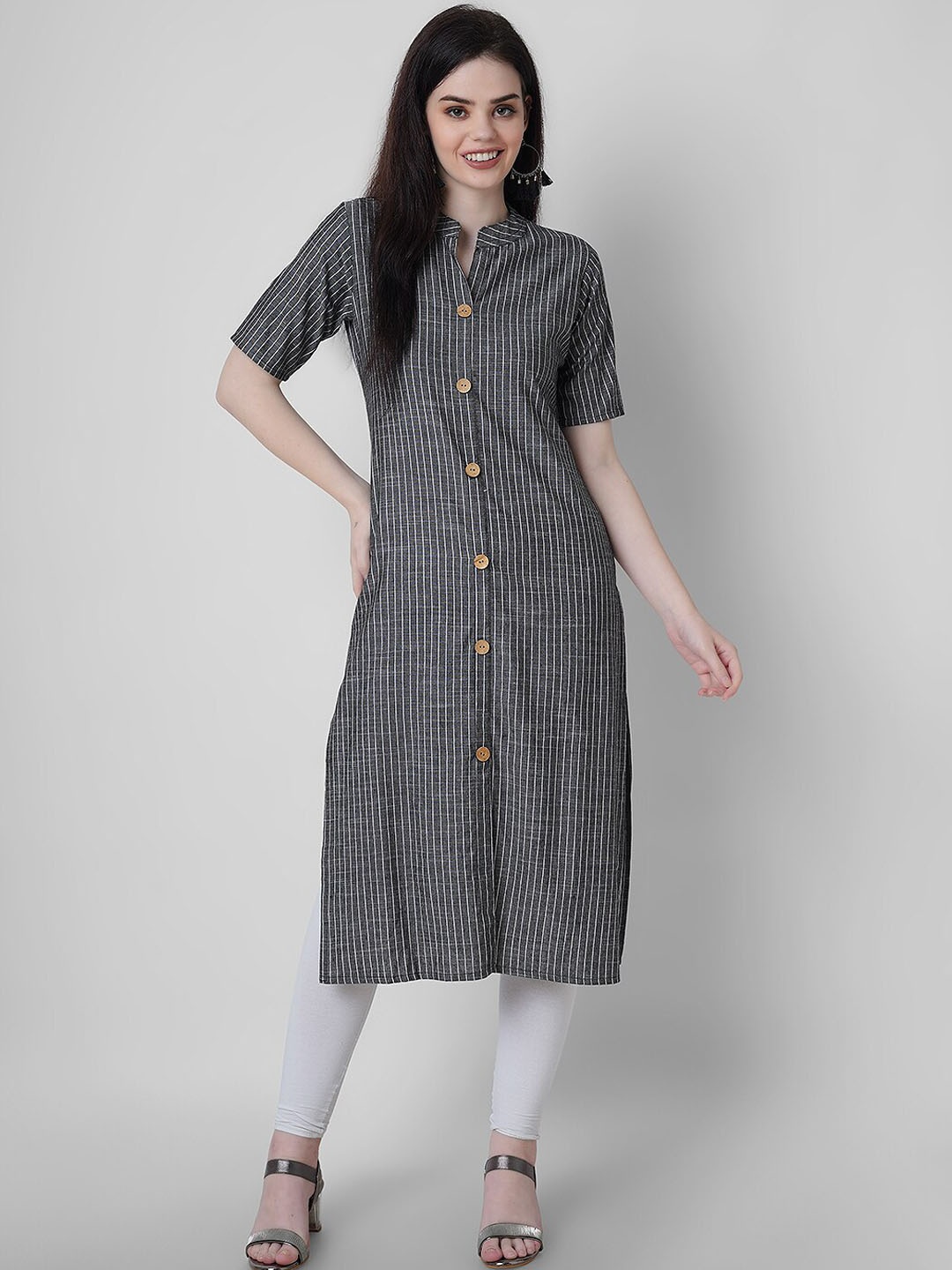 

Sanganeri Kurti Women Pure Cotton Kurta, Charcoal