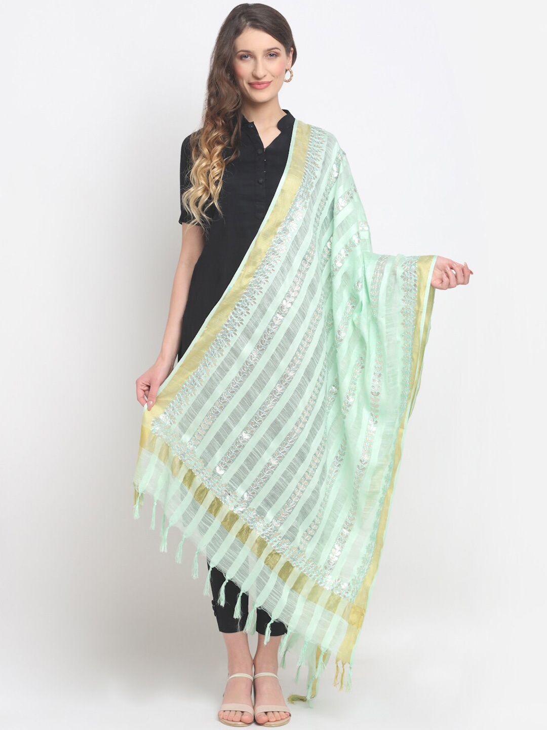 

SOUNDARYA Dupatta with Gotta Patti, Olive