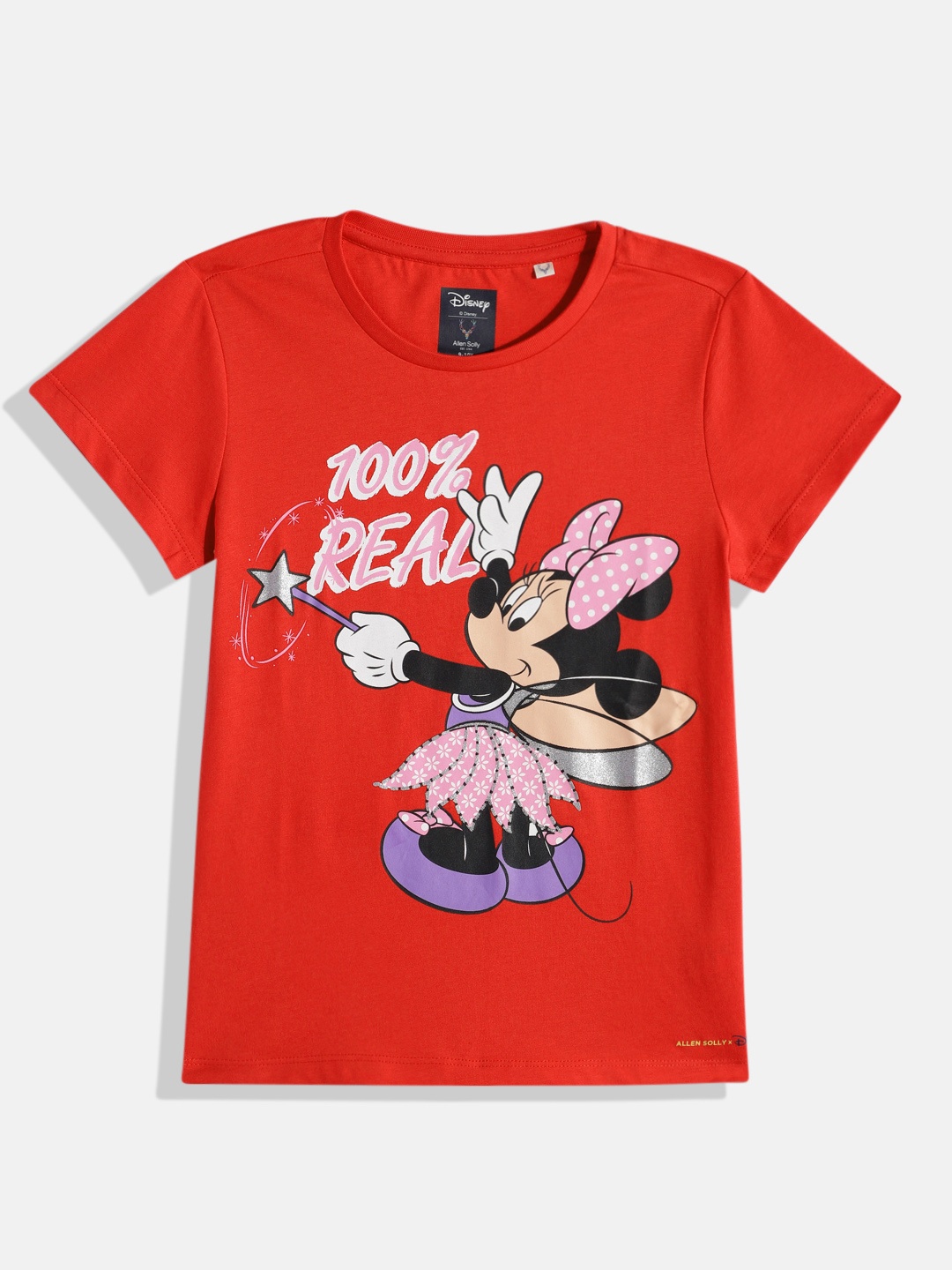 

Allen Solly Junior Girls Minnie Mouse Printed Pure Cotton T-shirt, Red