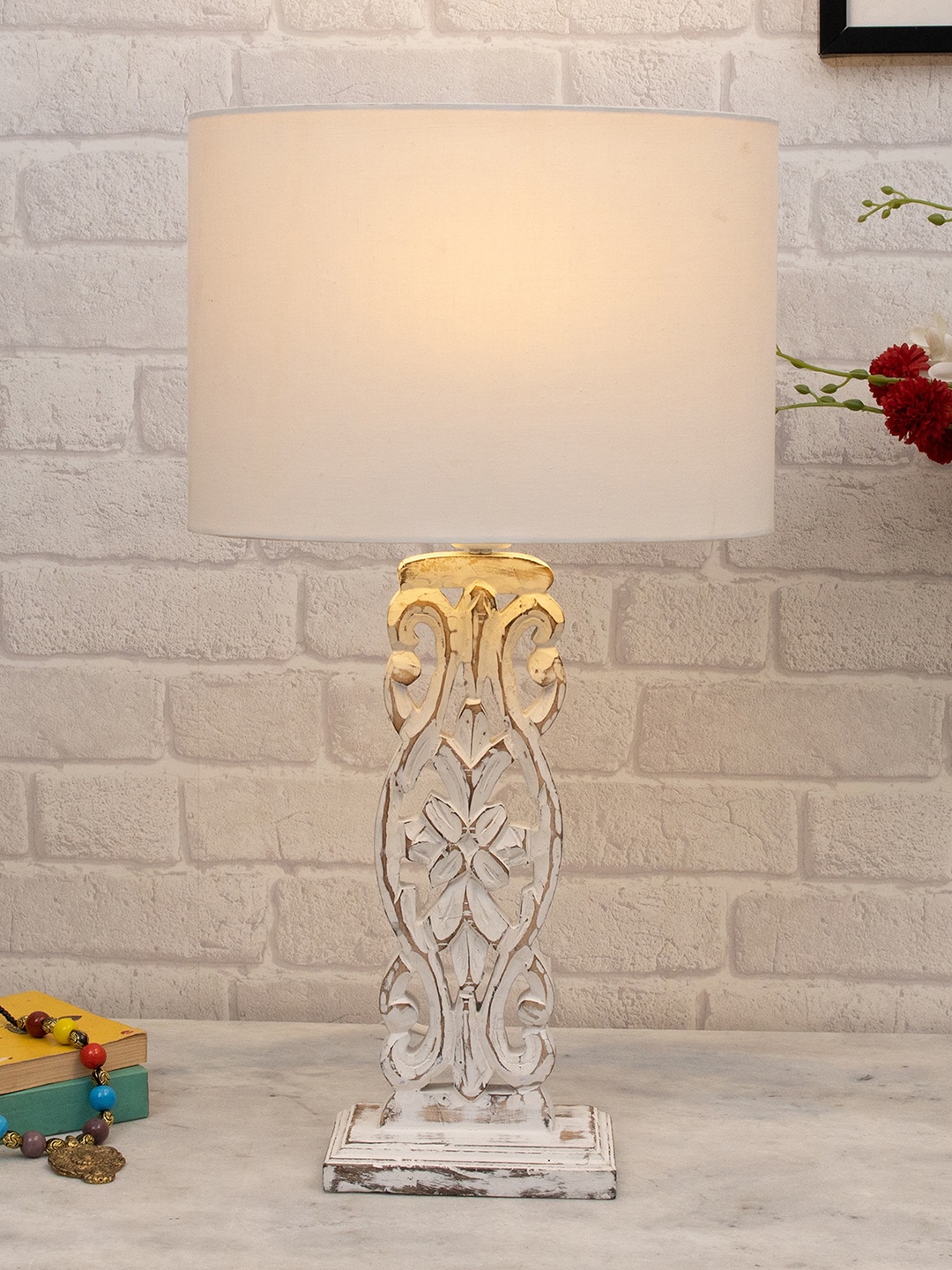 

Homesake White Self-Design Wooden Table Lamp