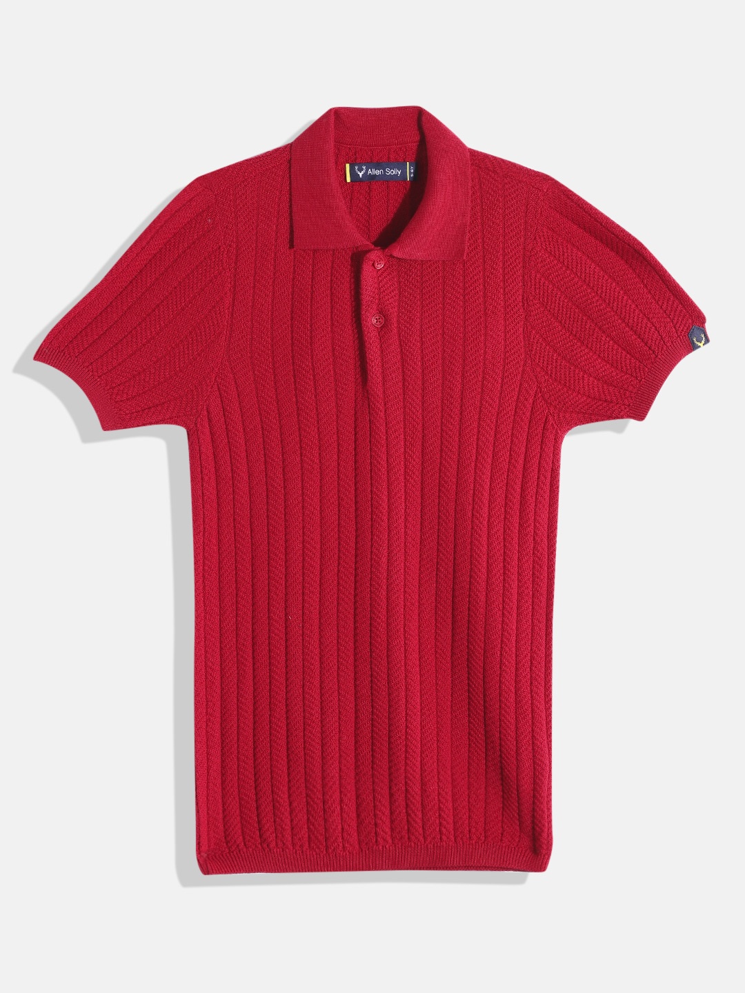 

Allen Solly Junior Boys Pure Cotton Chevron Self-Design Polo Collar T-shirt, Red