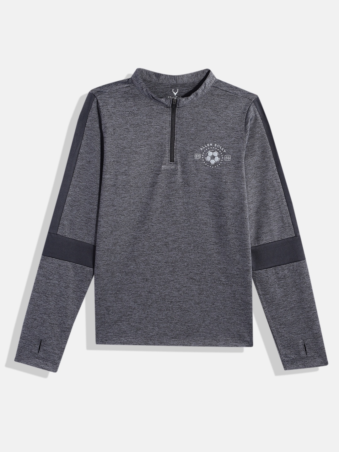Allen Solly Junior Boys Brand Logo Printed Sports T-shirt, Grey melange
