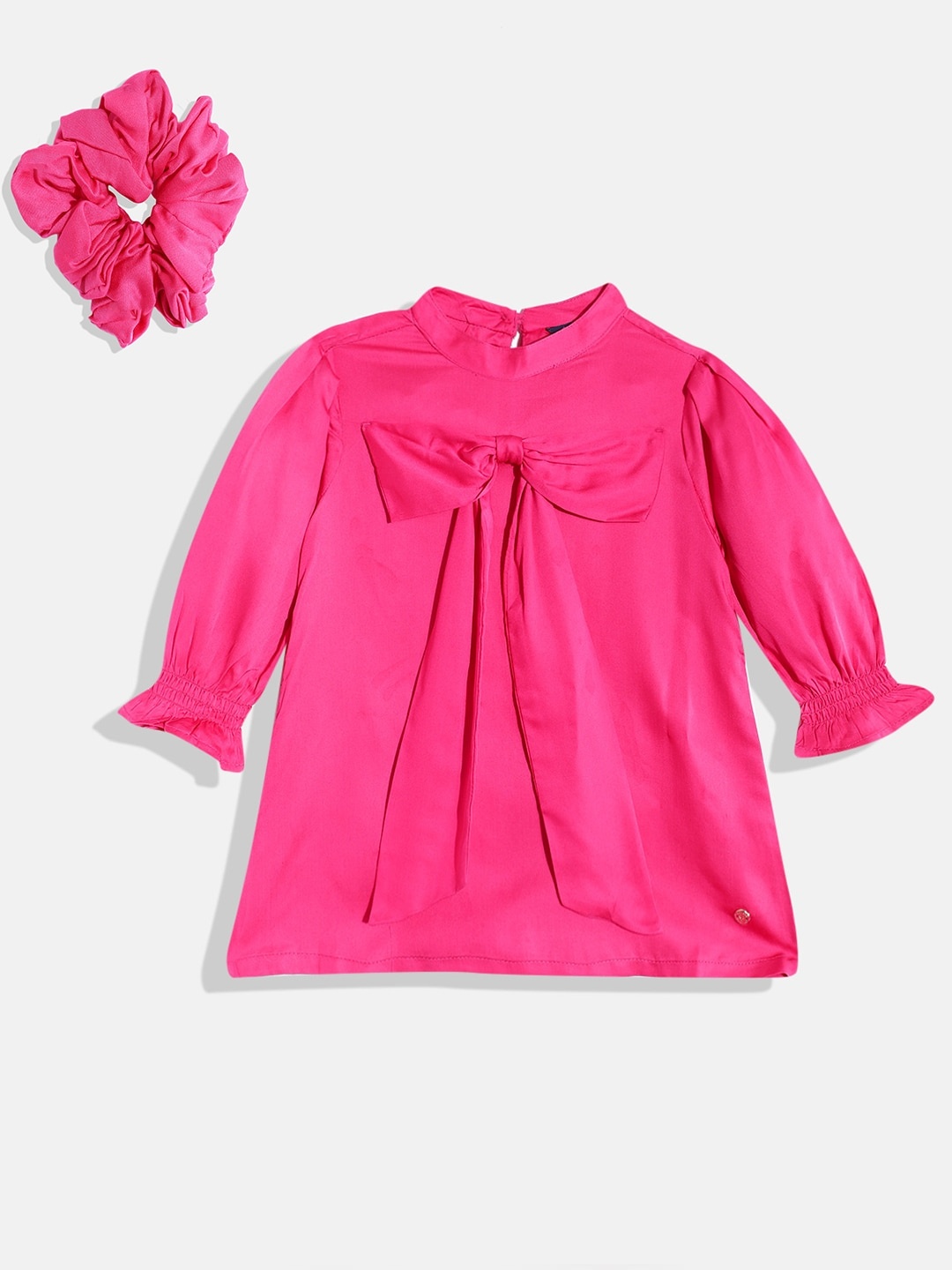 

Allen Solly Junior Girls Round Neck Bow Detail Top, Pink