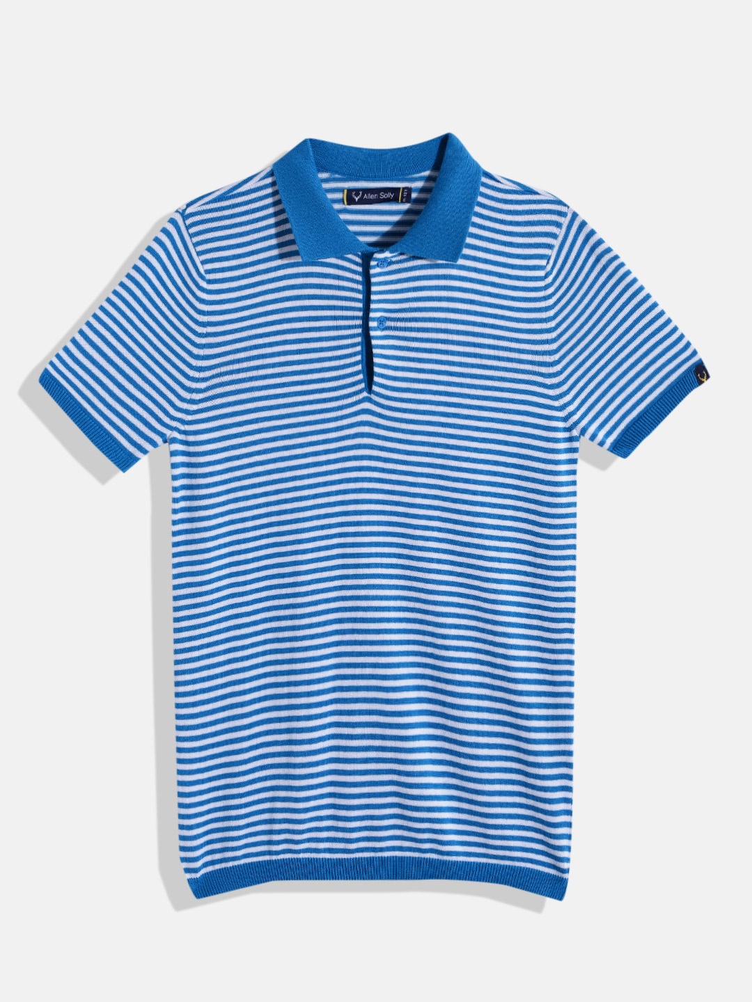 

Allen Solly Junior Boys Pure Cotton Striped Polo Collar T-shirt, Blue