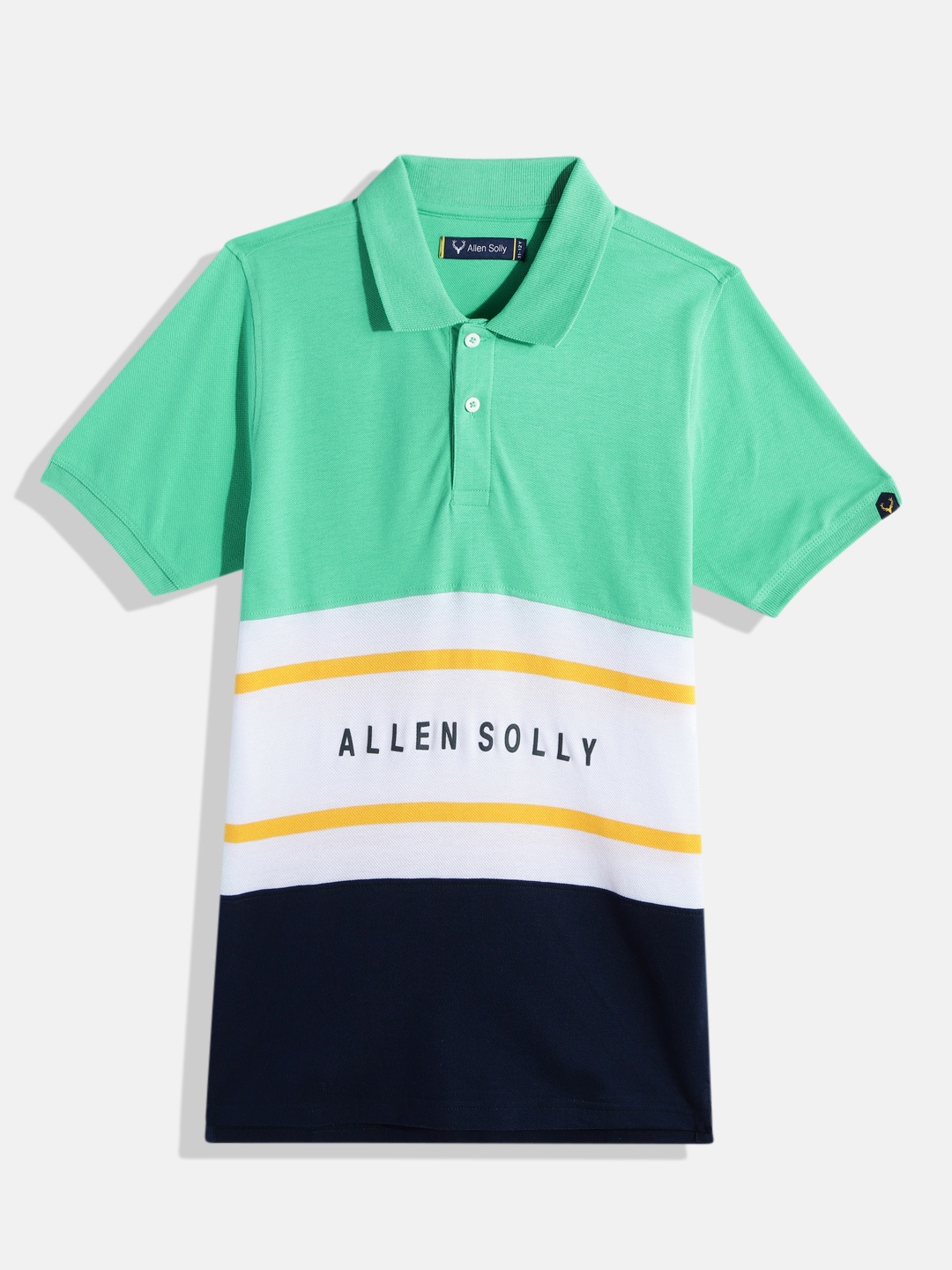 

Allen Solly Junior Boys Colourblocked Polo Collar Pure Cotton T-shirt, Sea green