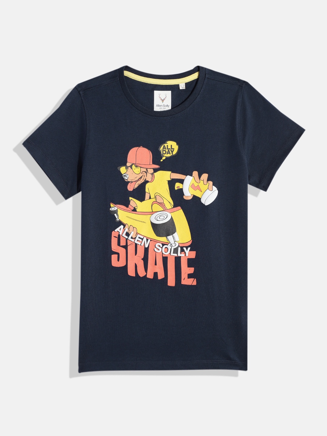 

Allen Solly Junior Boys Skate Printed Pure Cotton T-shirt, Navy blue