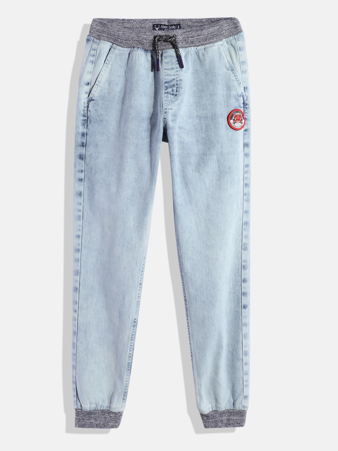 Allen Solly Junior Boys Slim Fit Heavy Fade Stretchable Jogger Jeans, Blue