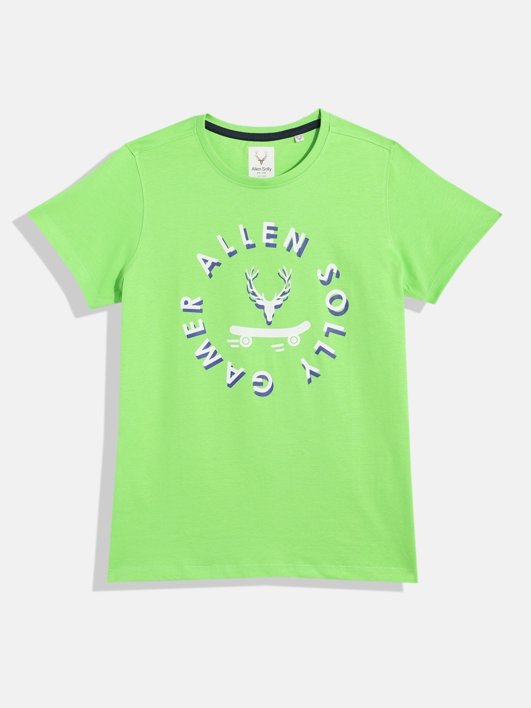 

Allen Solly Junior Boys Brand Logo Printed Pure Cotton T-shirt, Green