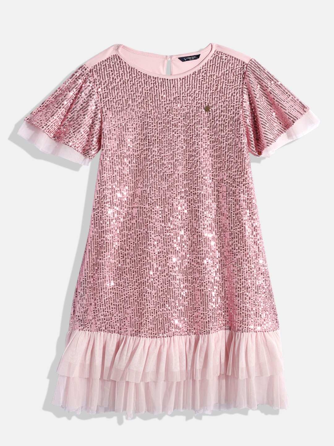 

Allen Solly Junior Girls Sequin Embellished A-Line Dress with Flared Sleeves, Pink