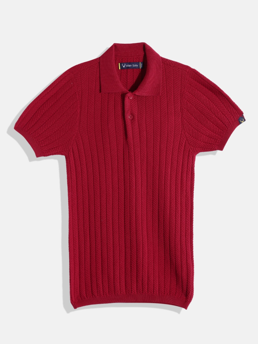 

Allen Solly Junior Boys Pure Cotton Chevron Self-Design Polo Collar T-shirt, Red