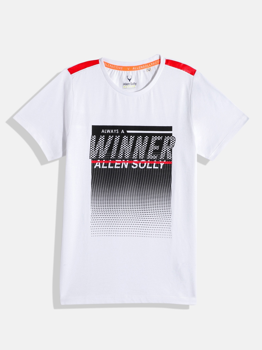 

Allen Solly Junior Boys Brand Logo Printed Pure Cotton T-shirt, White