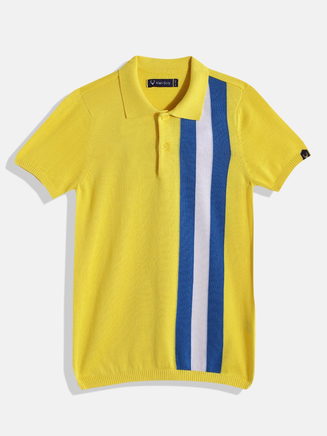 

Allen Solly Junior Boys Pure Cotton Striped Polo Collar T-shirt, Yellow