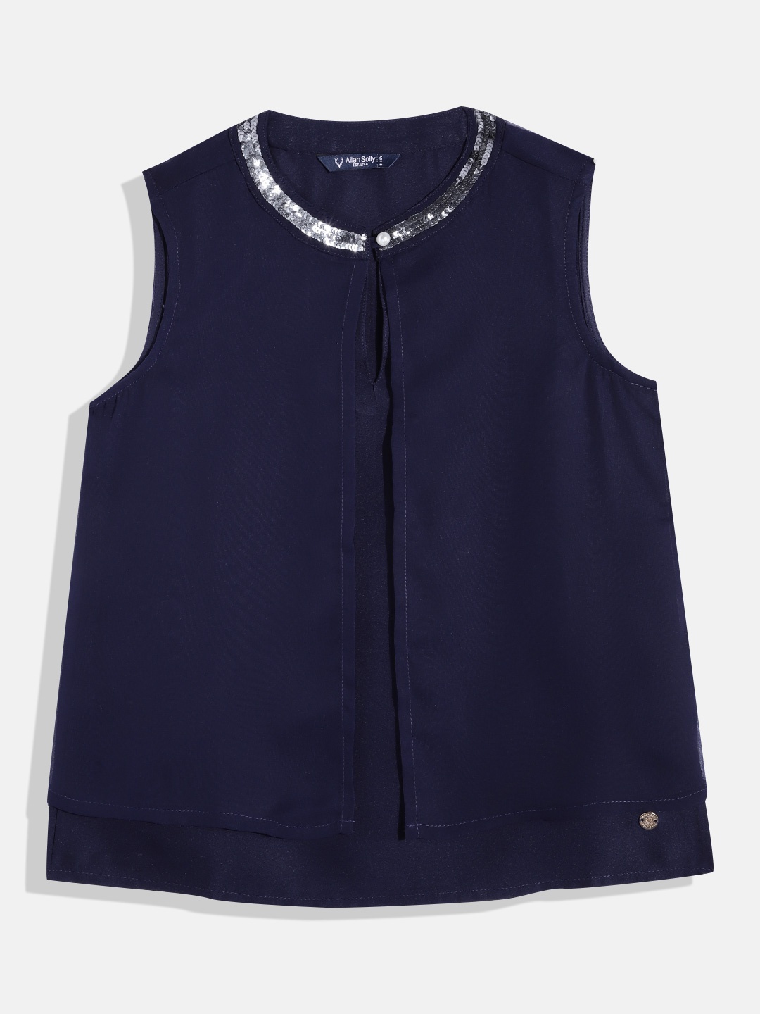 

Allen Solly Junior Sequinned Layered Top, Navy blue