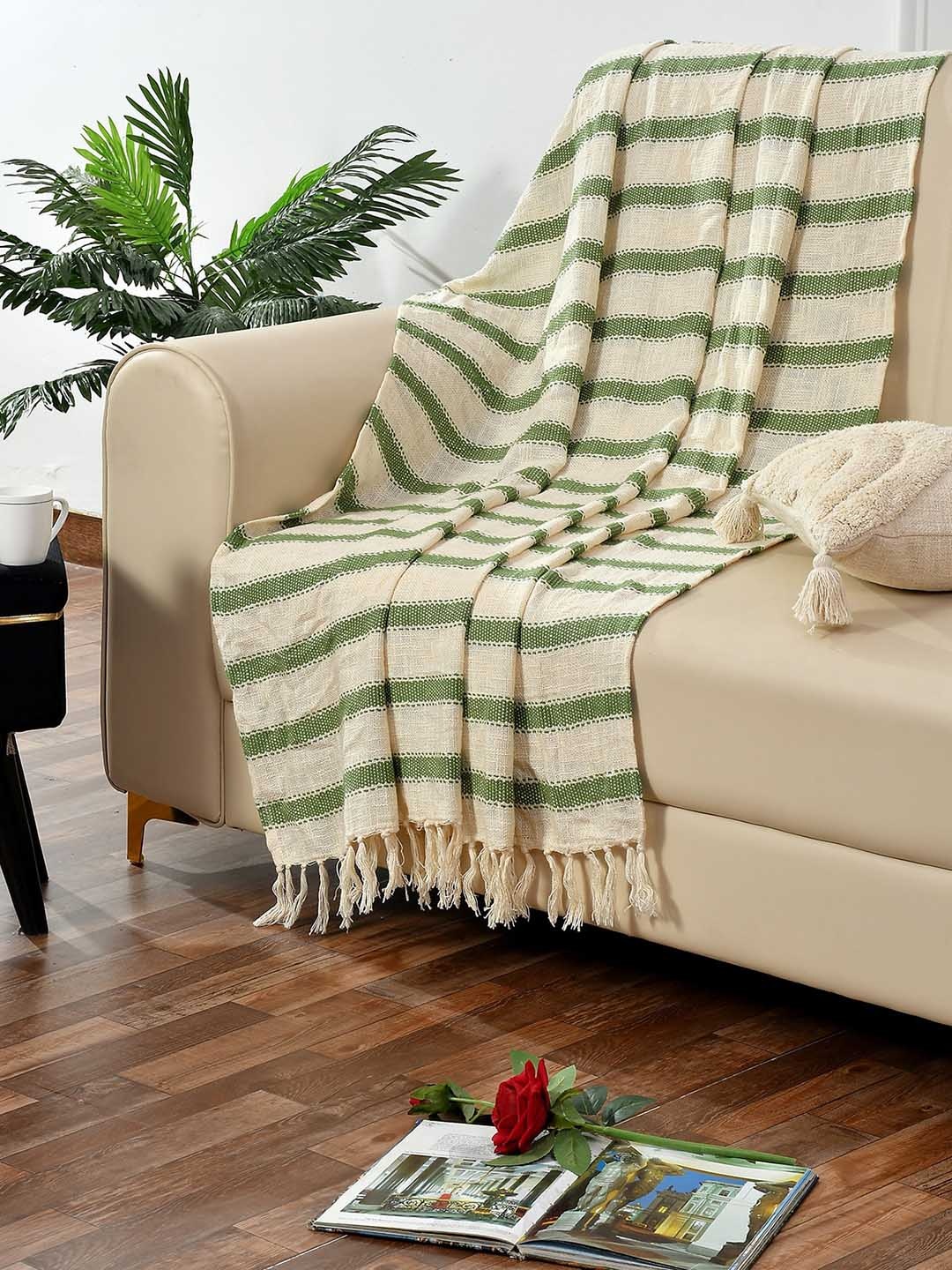 

Florida Green Striped Cotton Throw Blanket