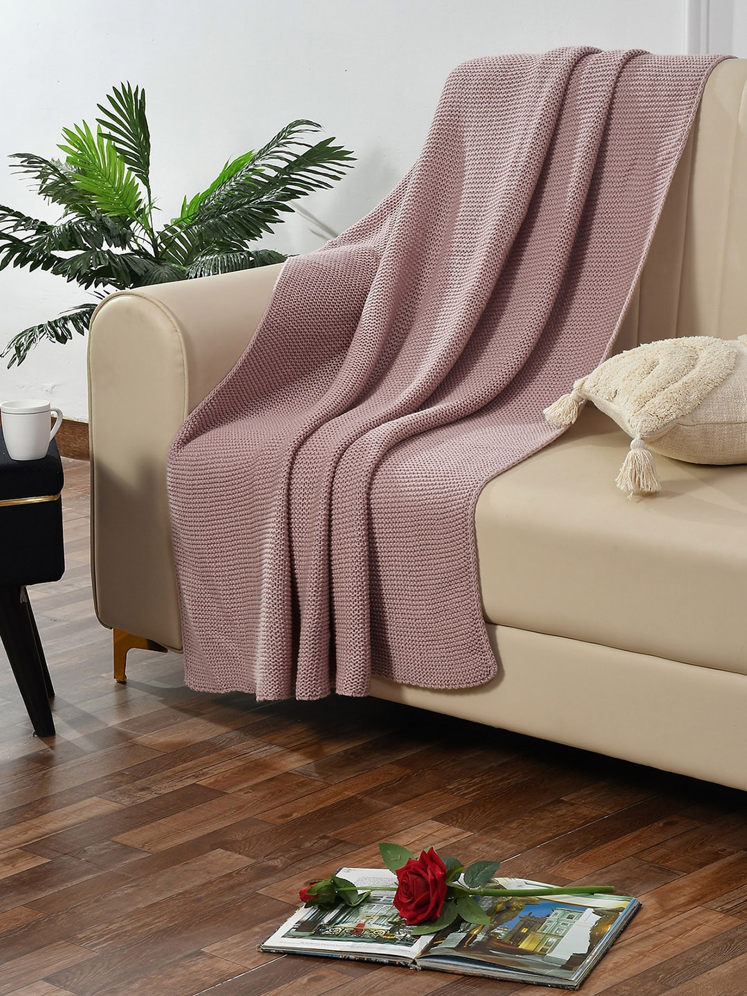 

Florida Peach Woven Knitted Cotton Couch Throw Blanket