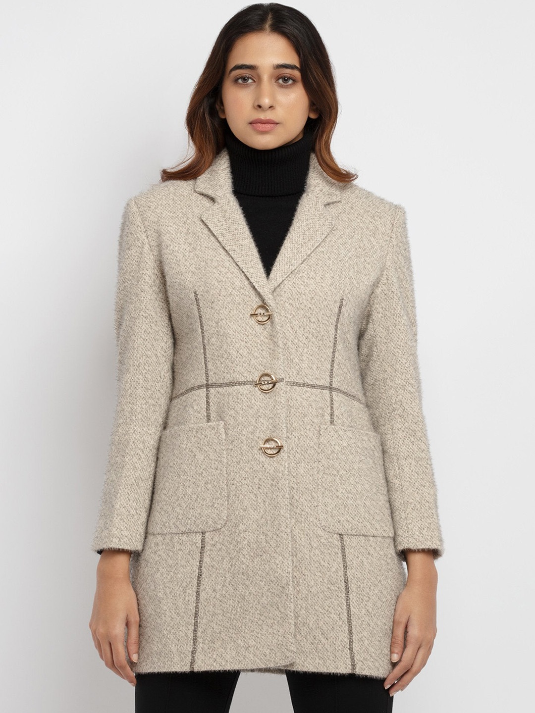 

Status Quo Women Beige Longline Tailored Jacket