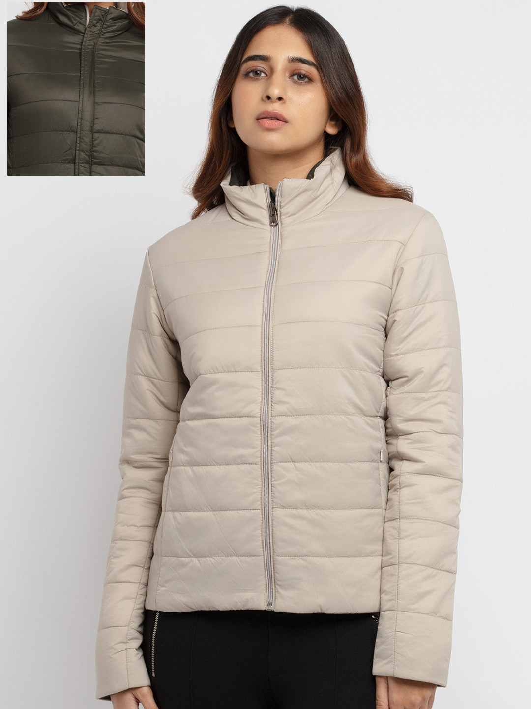

Status Quo Women Reversible Padded Jacket, Beige