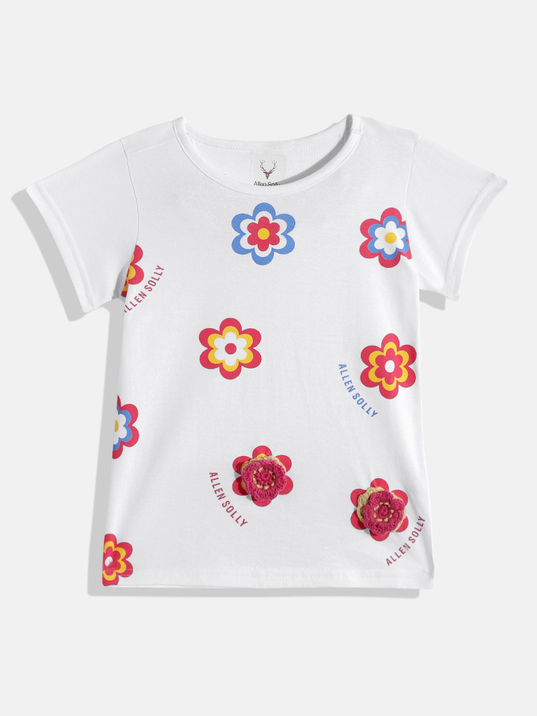 

Allen Solly Junior Girls Floral Printed Embroidered Pure Cotton T-shirt, White