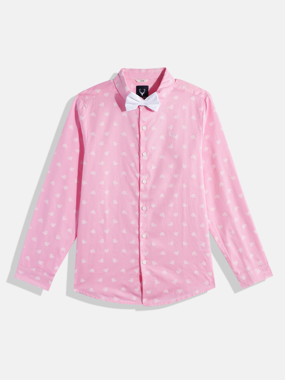 

Allen Solly Junior Boys Slim Fit Floral Opaque Printed Pure Cotton Casual Shirt With A Bow, Pink