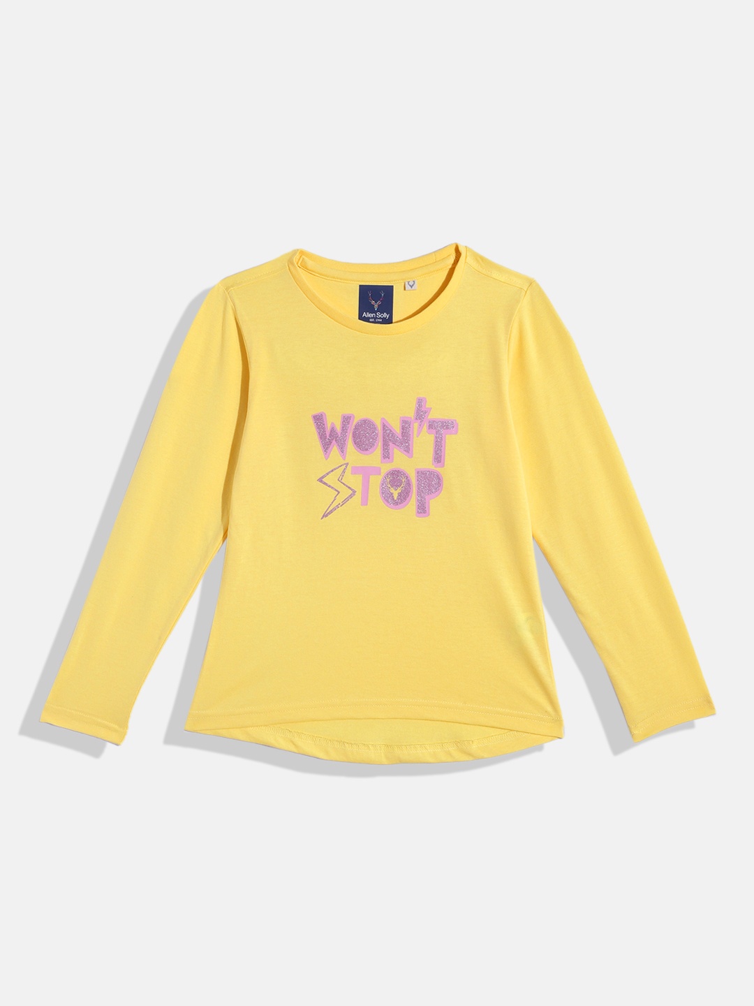 

Allen Solly Junior Girls Pure Cotton Typography Printed T-shirt, Yellow