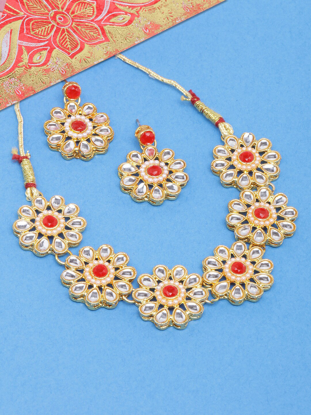 

DIVA WALK Gold-Plated Stone-Studded Jewellery Set