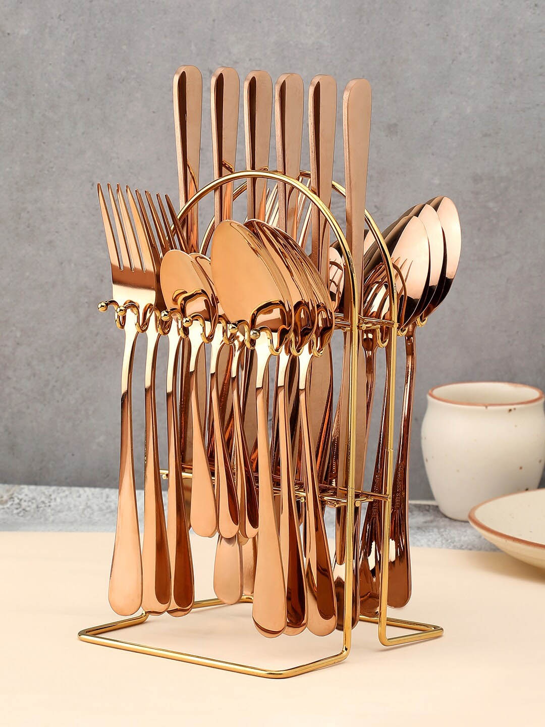 

Bonhomie Set of 24 Gold Stainless Steel Cutlery Set