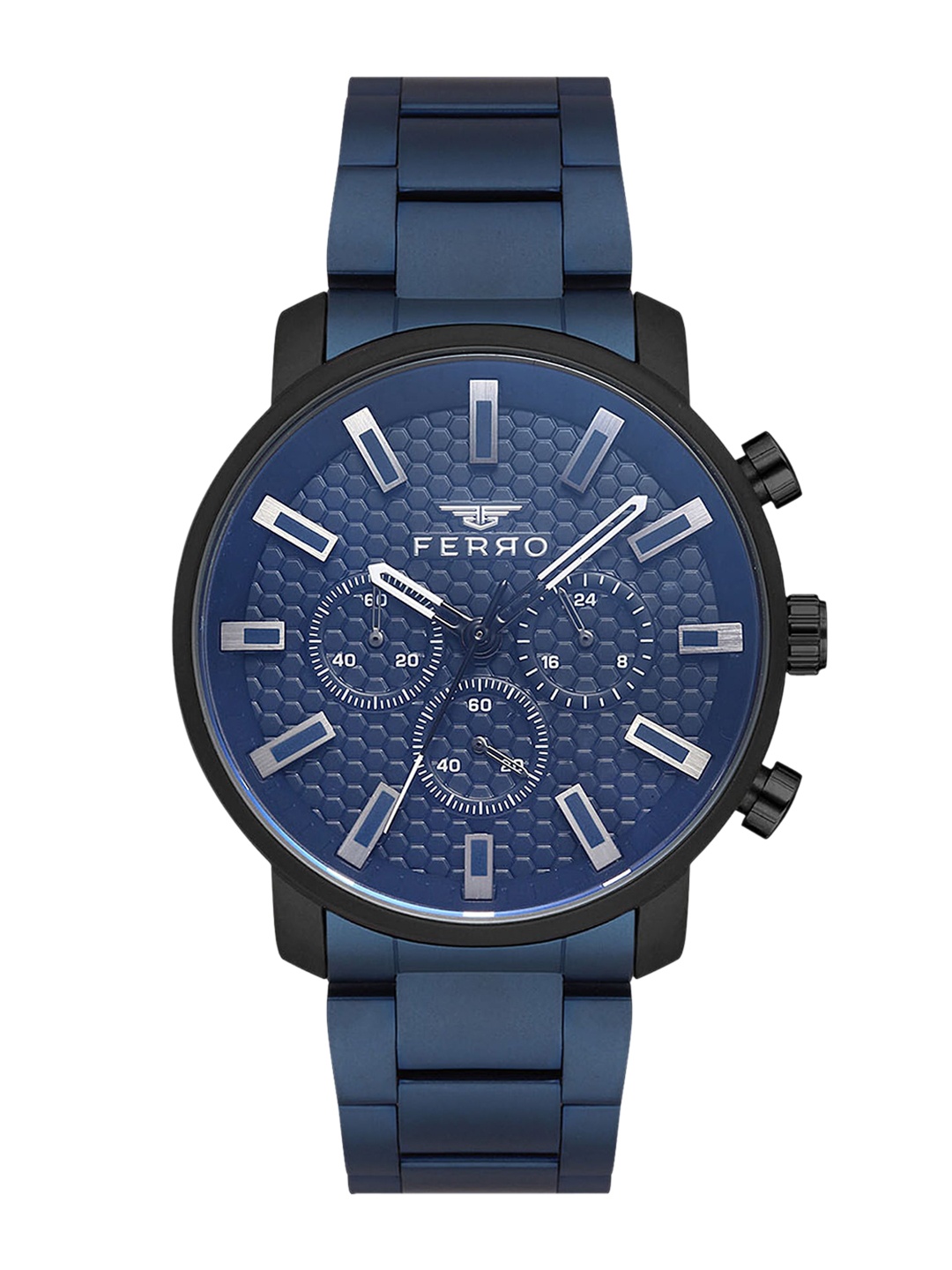 

Ferro Men Brass Dial & Stainless Steel Straps Analogue Chronograph Watch- FM11914A-ZA, Blue