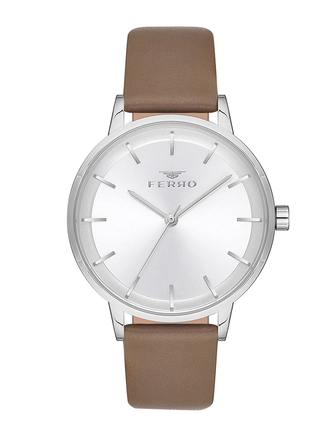 

Ferro Women Silver-Toned Brass Dial & Brown Leather Straps Analogue Watch