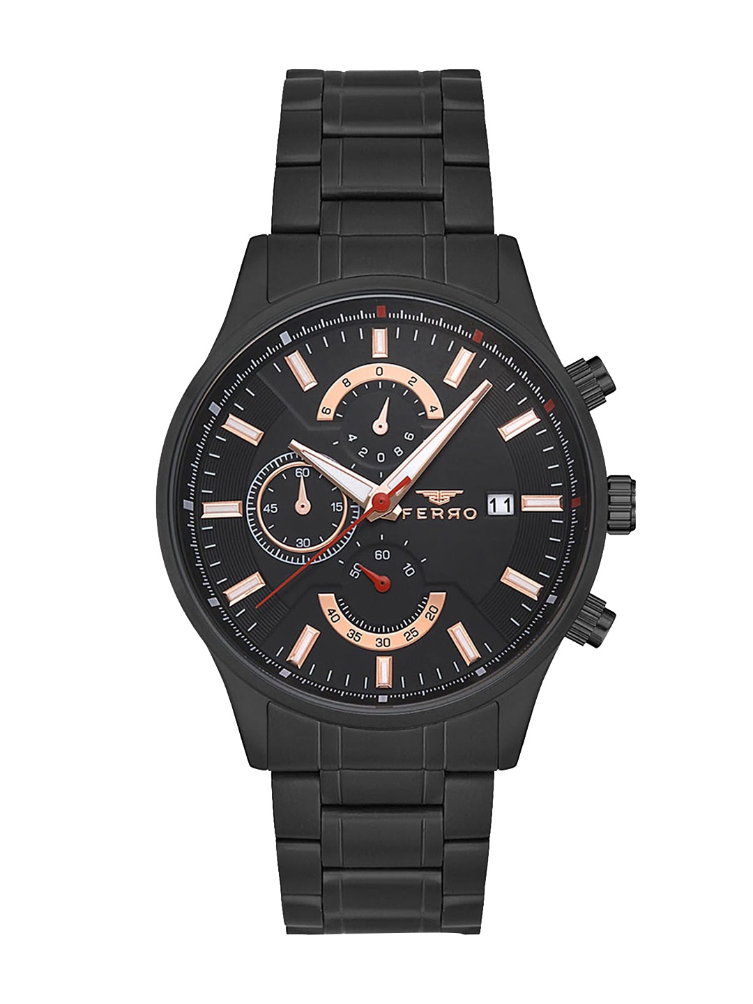 

Ferro Men Dial Stainless Steel Bracelet Style Straps Analogue Chronograph Watch, Black