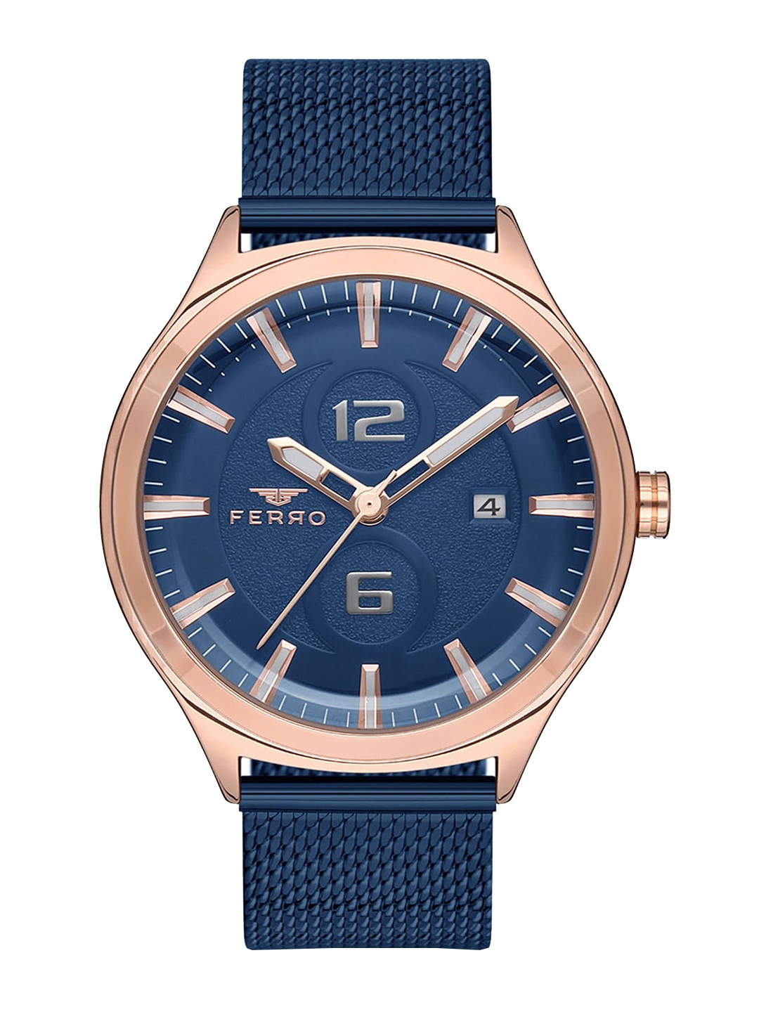 

Ferro Men Brass Printed Dial & Stainless Steel Straps Analogue Watch-F11090C, Blue