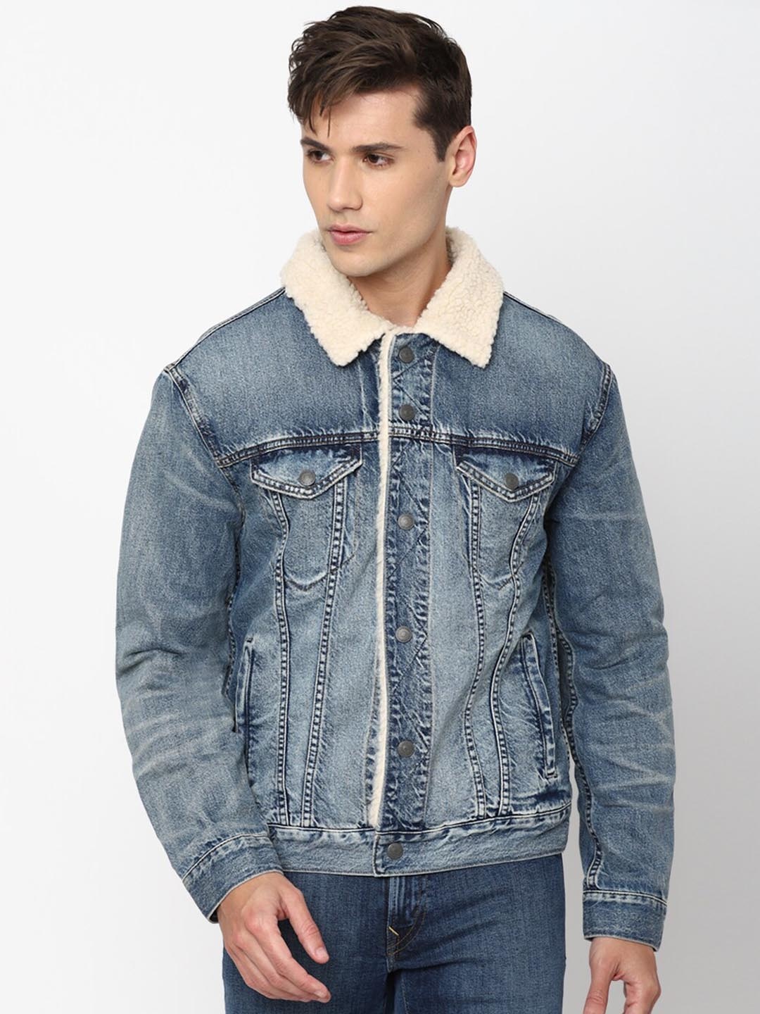 

AMERICAN EAGLE OUTFITTERS Men Washed Denim Jacket, Blue
