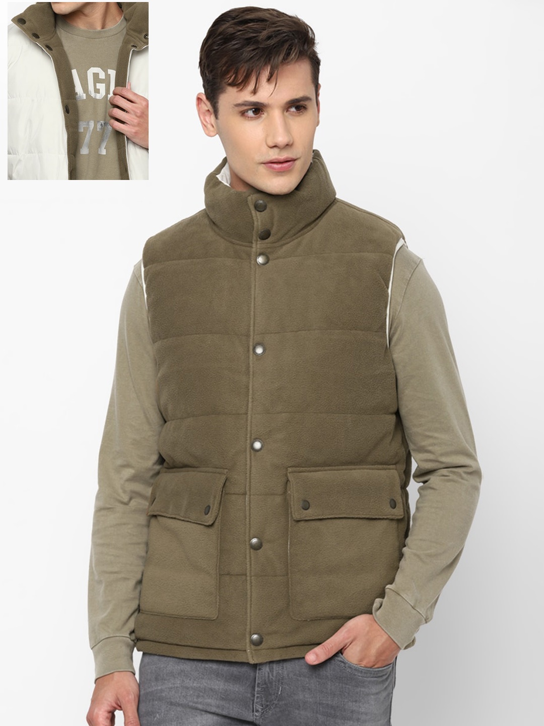 

AMERICAN EAGLE OUTFITTERS Men Reversible Padded Jacket, White