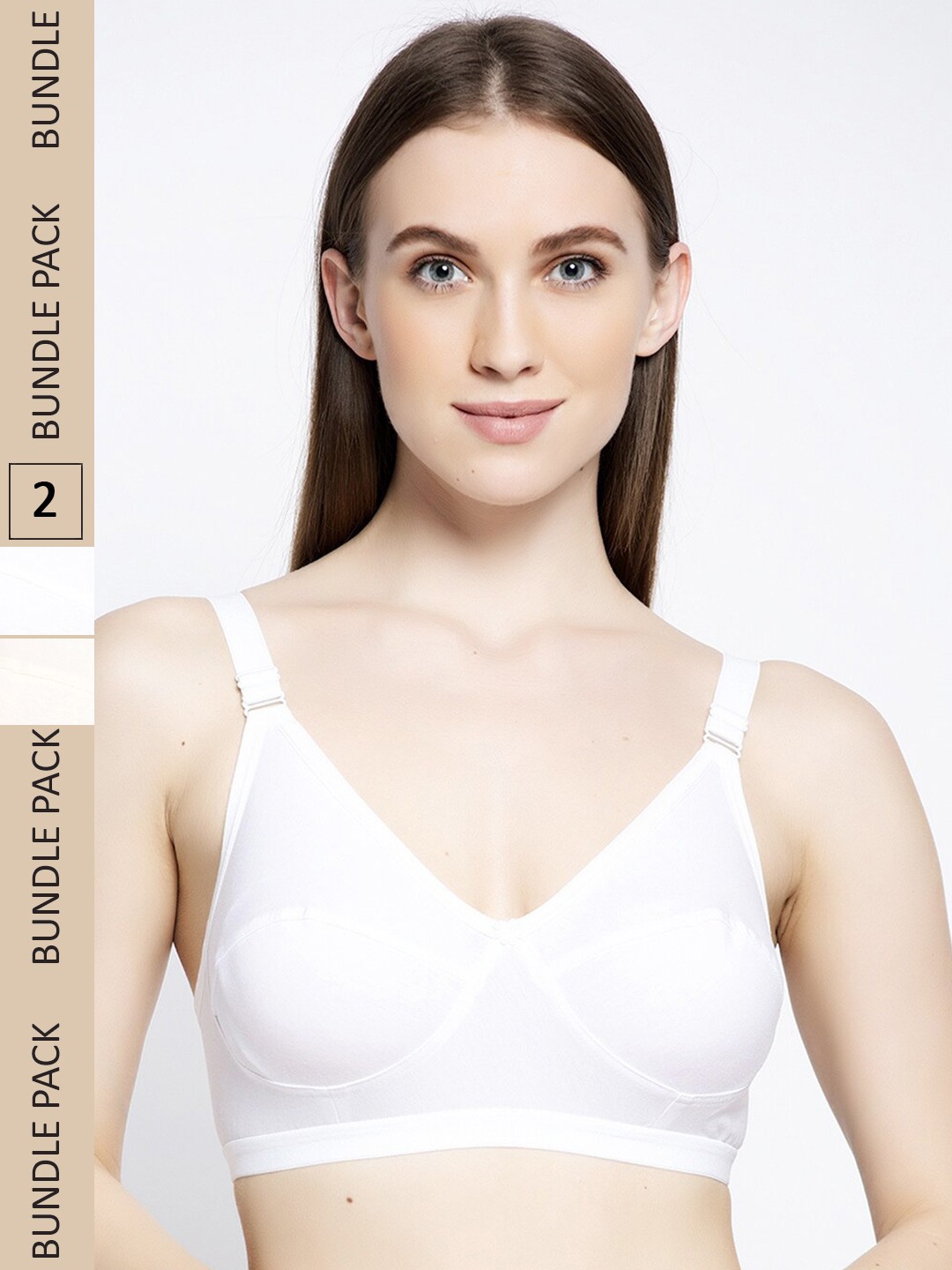 

Jinfo Non Pack Of 2 Non Padded Non-Wired Reversible Bra, White
