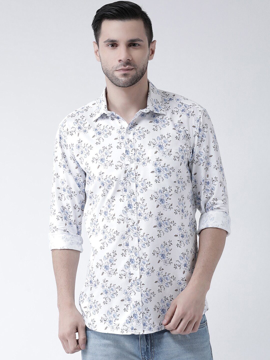

Zeal Men Comfort Floral Printed Casual Shirt, White