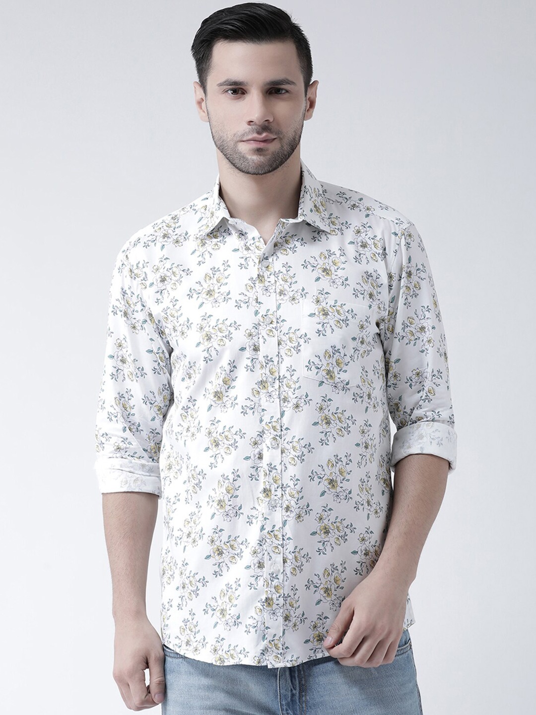 

Zeal Men Comfort Floral Printed Pure Cotton Casual Shirt, White