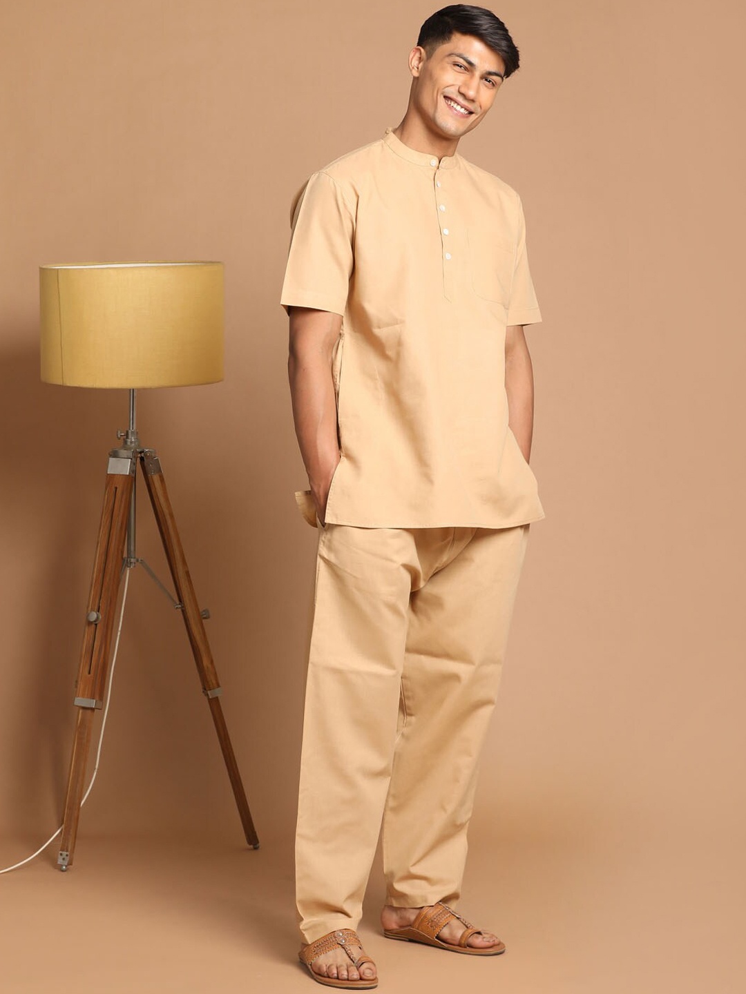 

SHVAAS by VASTRAMAY Men Sustainable Kurta with Pyjama Set, Beige