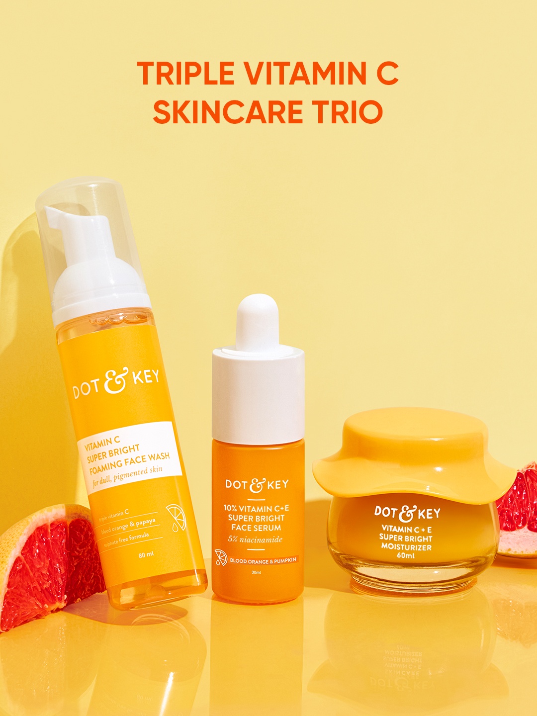 

DOT & KEY Triple Vitamin C Glowing Skincare Routine- Face Wash, Face Serum & Moisturizer, Orange