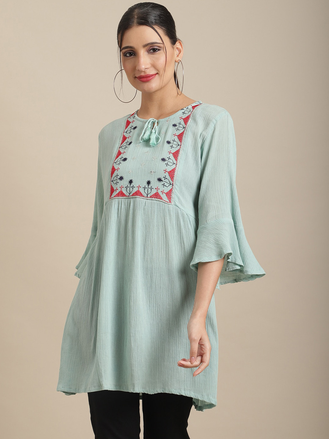 

Sangria Women Embroidered Tunic, Blue