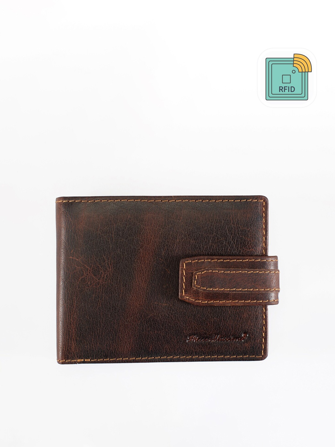 

Picco Massimo Men Leather Two Fold Wallet, Brown