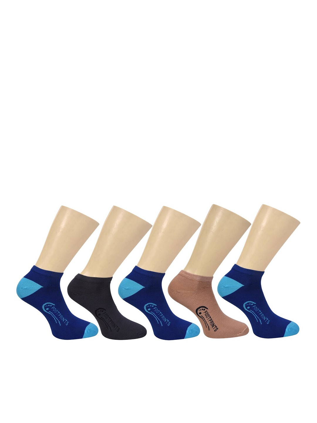 

FOOTPRINT 5 Pairs Unisex Organic Cotton Ankle Casual Bamboo Socks, Blue