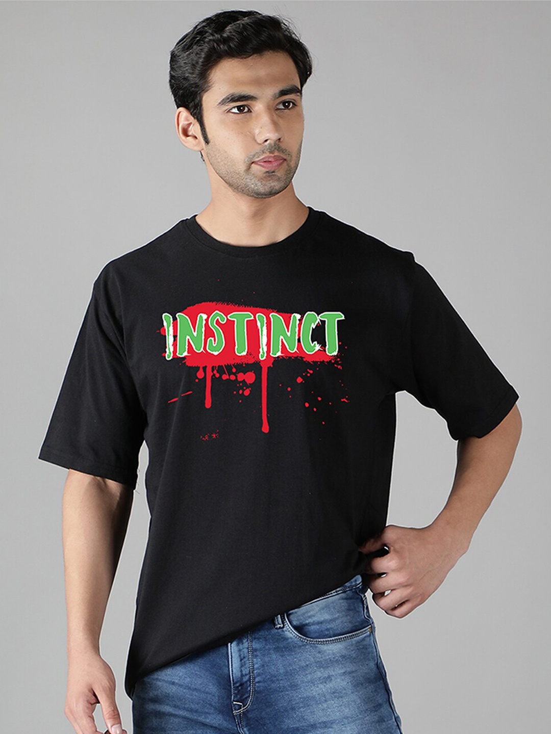 

Mad Over Print Printed Loose Cotton T-shirt, Black