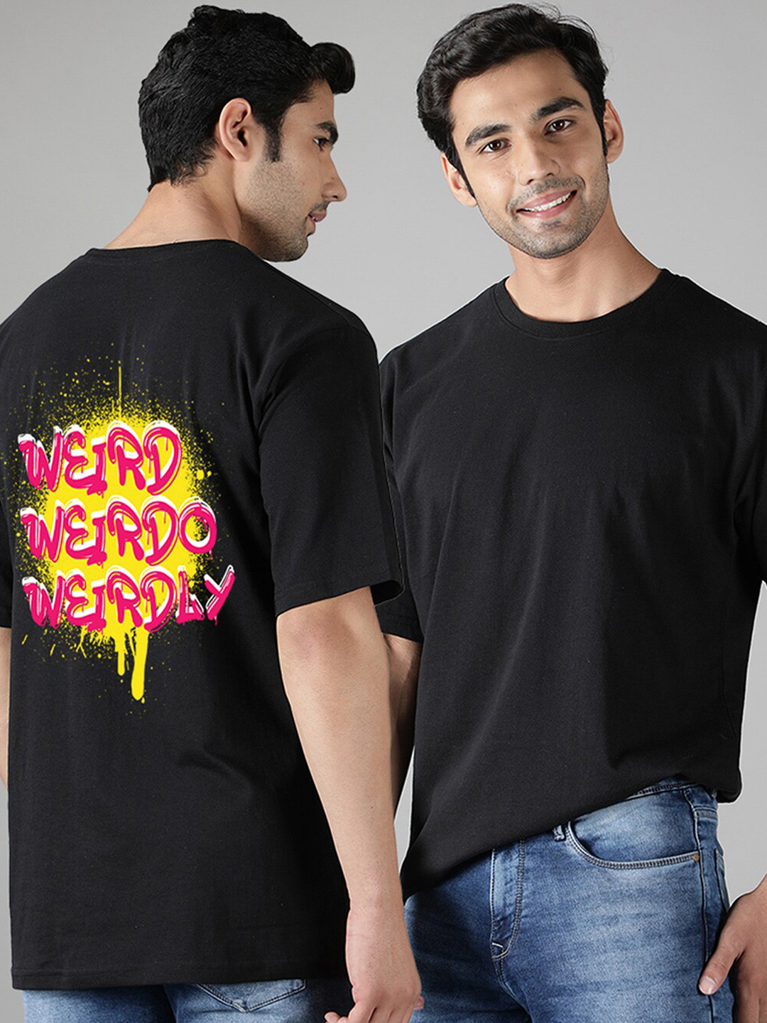 

Mad Over Print Typography Printed Oversized Cotton T-shirt, Black