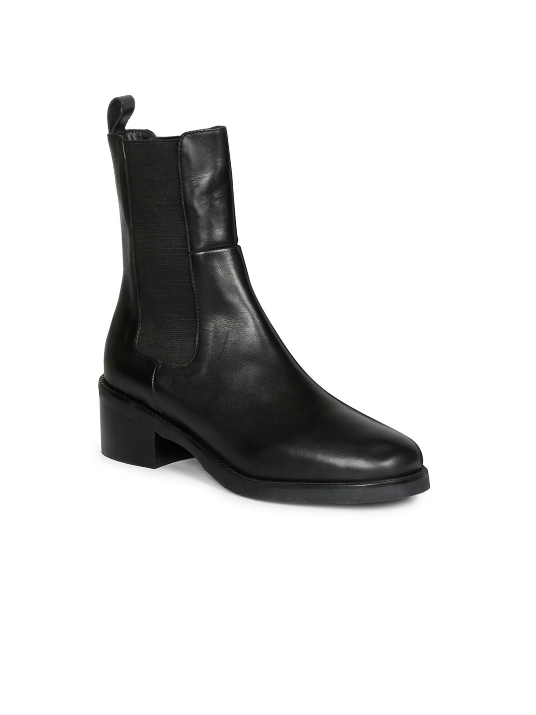 

Saint G Women Leather High-Top Chelsea Boots, Black