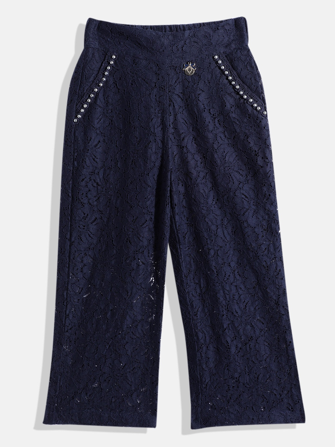 

Allen Solly Junior Girls Schiffli Trousers, Navy blue