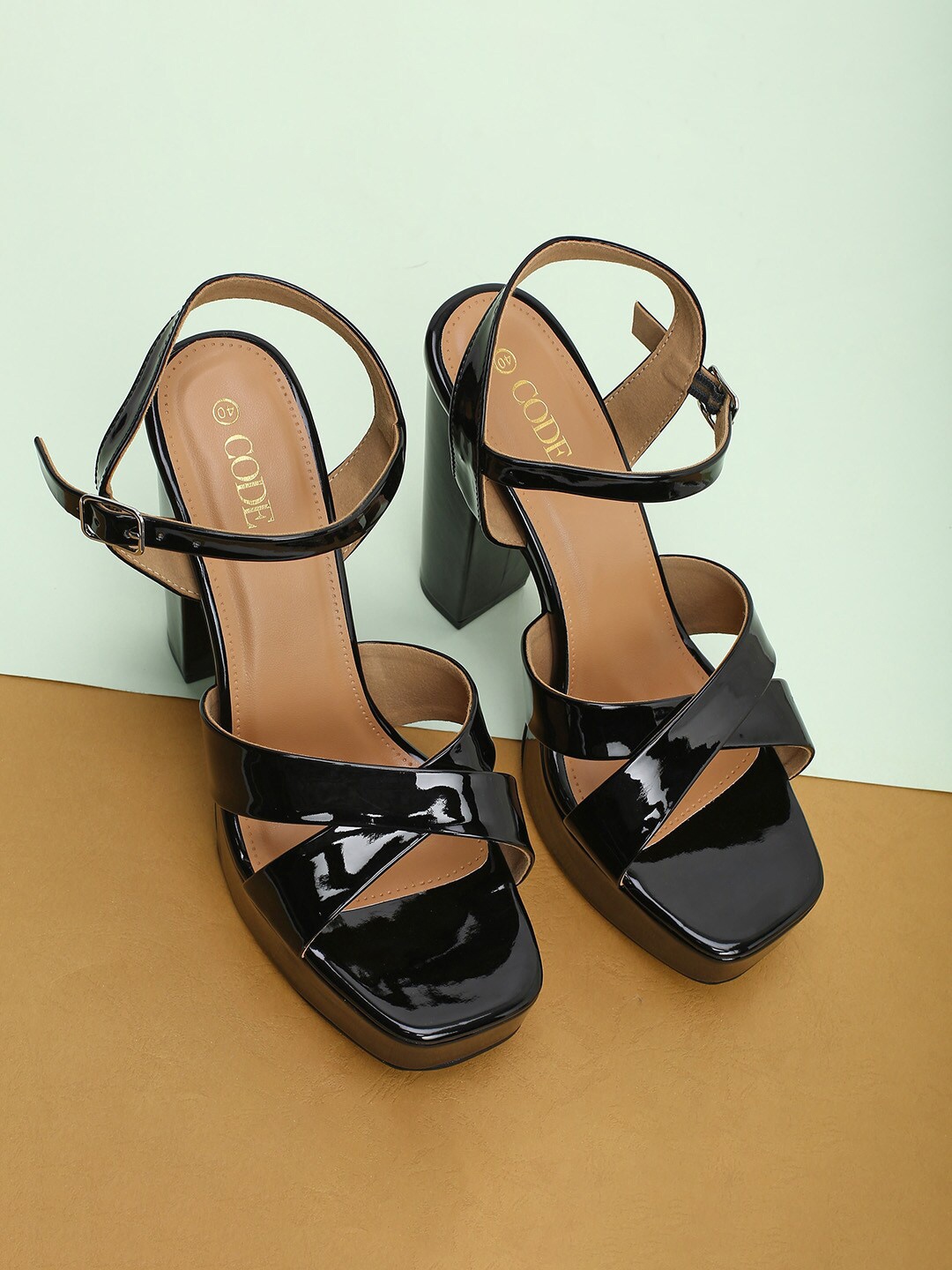 

CODE by Lifestyle Open Toe Platform Heels, Black