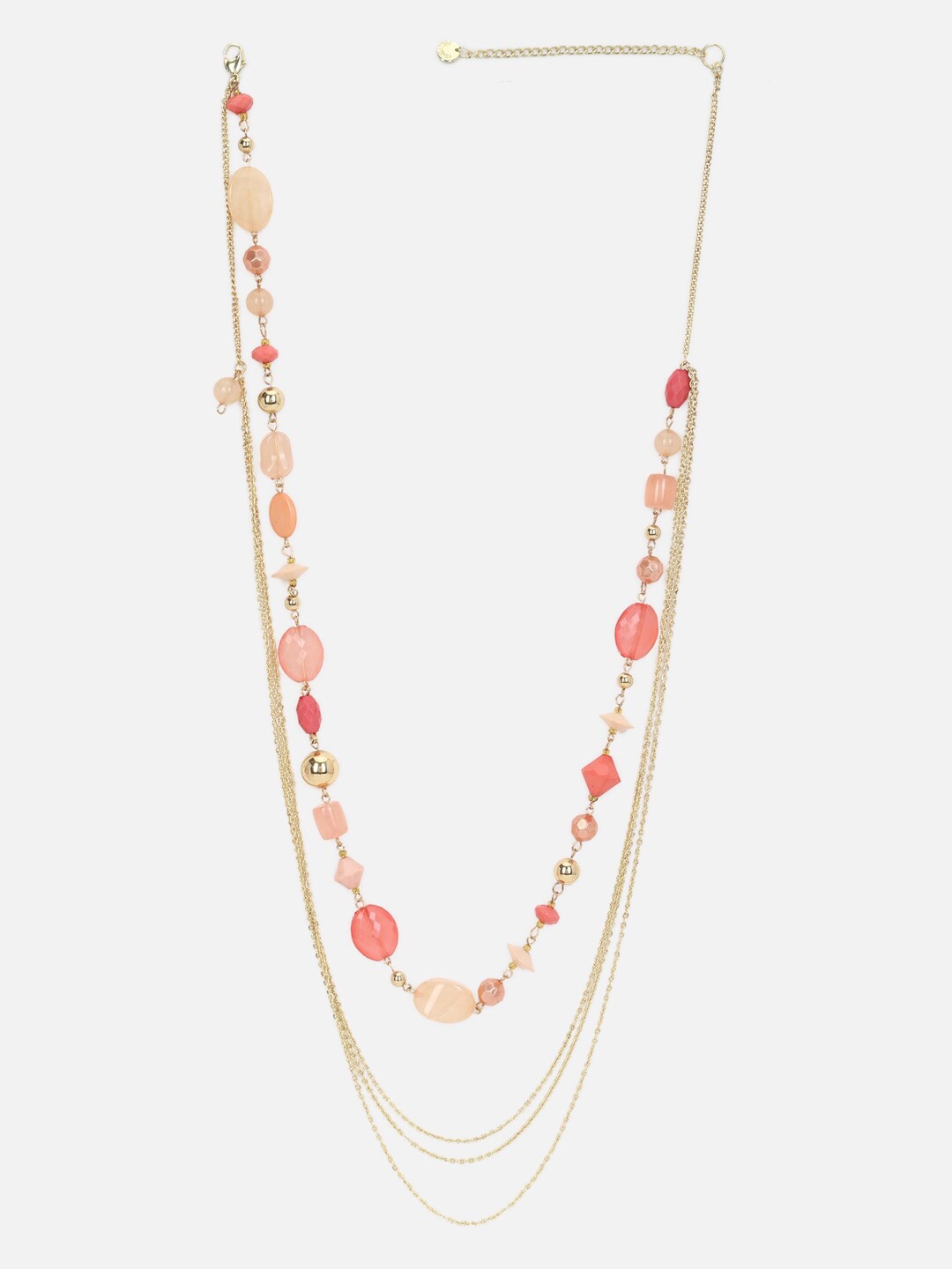 

FOREVER 21 Women Gold-Toned & Pink Layered Necklace
