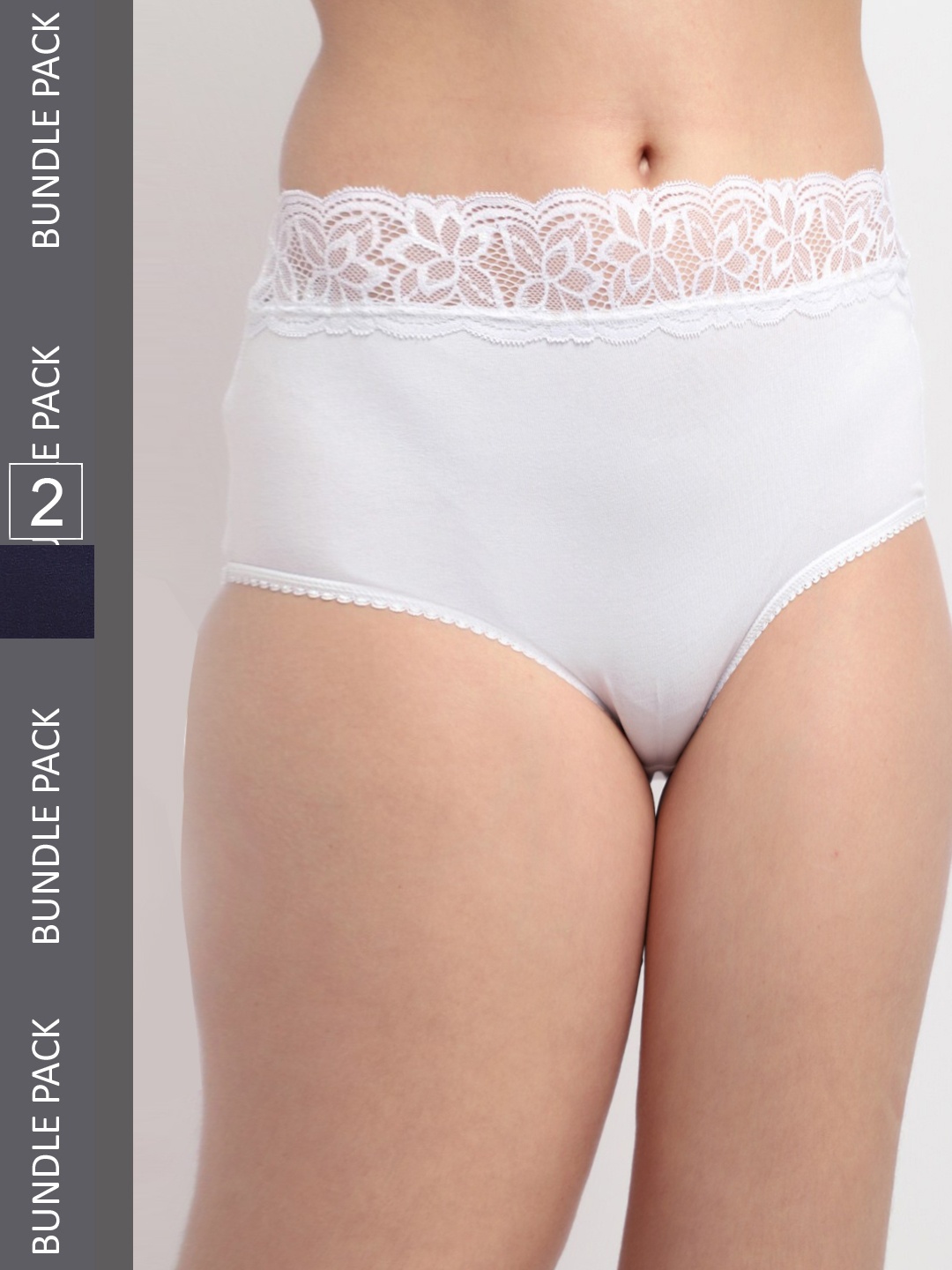 

Jinfo Women Pack Of 2 Laced Mid-Rise Hipster Briefs, White