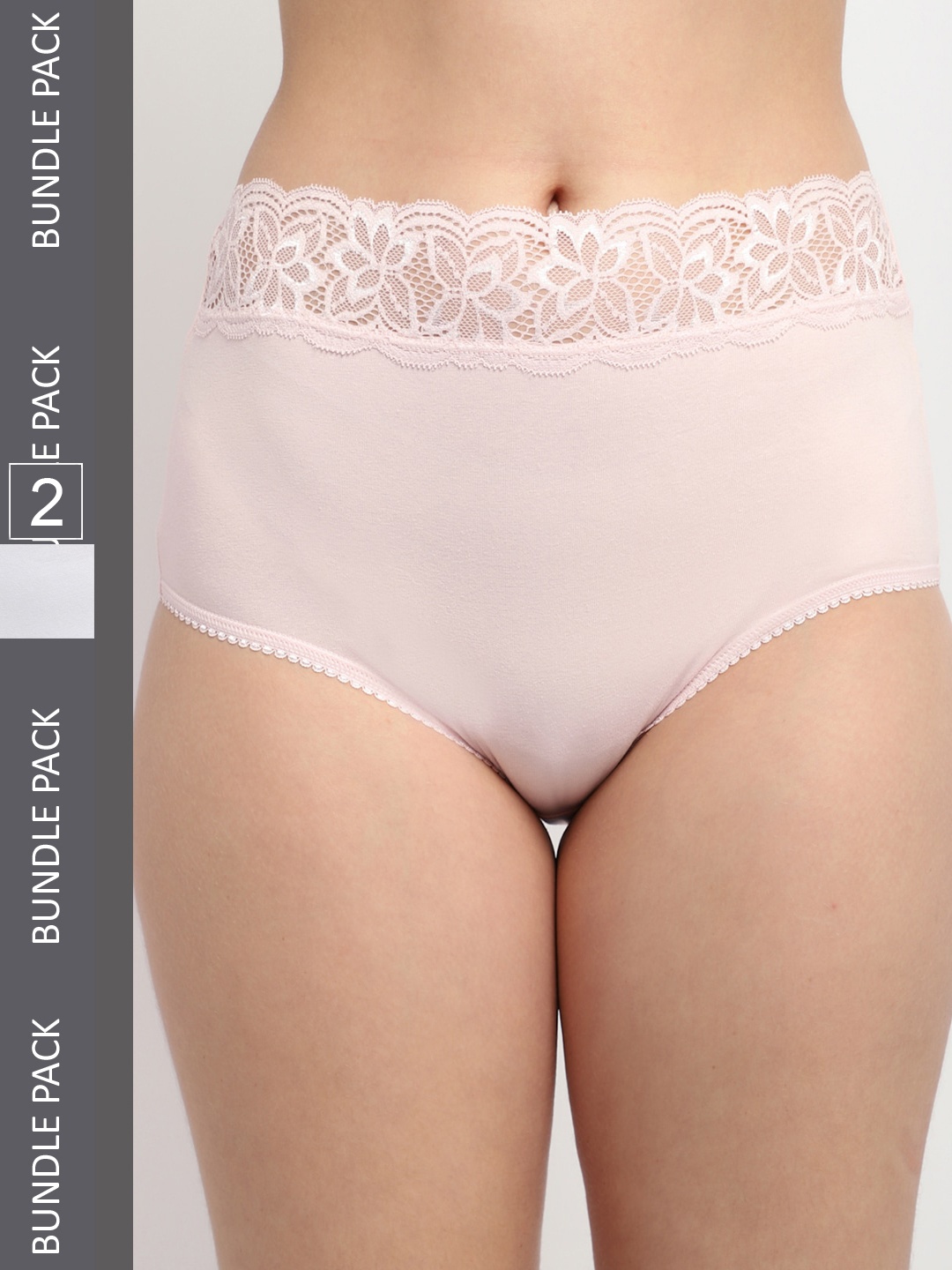 

Jinfo Women Pack Of 2 Laced Mid-Rise Hipster Briefs, White